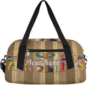 Personalized Kids Duffel Bag Egypt Mural Pharaoh Hieroglyph,Custom Sport Gym Bag for Boys Girls,WWeekender Overnight Bags Travel Duffel Bag,Customized Kids Gift