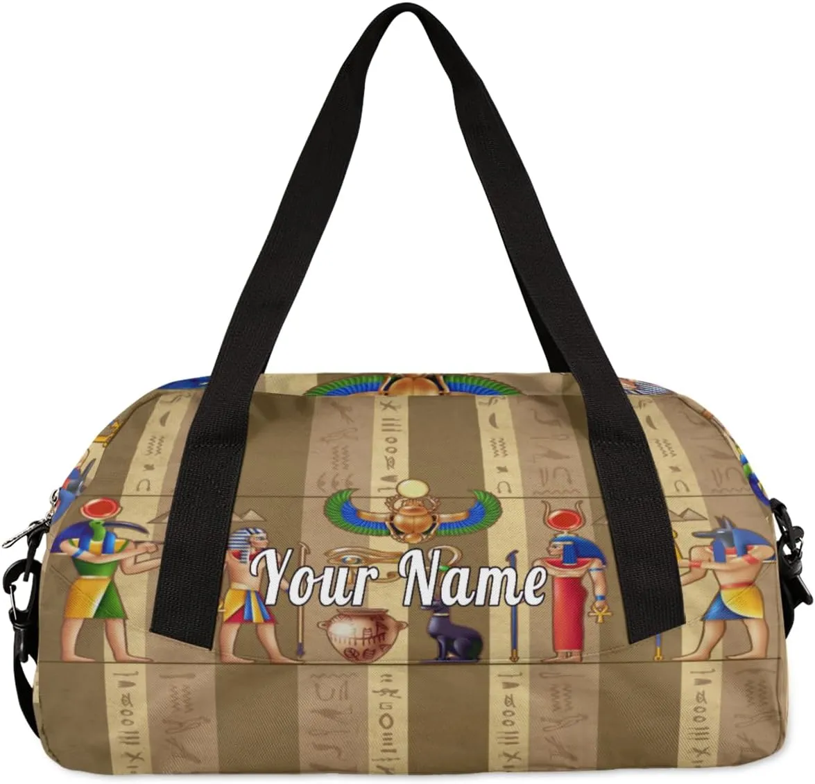 Personalized Kids Duffel Bag Egypt Mural Pharaoh Hieroglyph,Custom Sport Gym Bag for Boys Girls,WWeekender Overnight Bags Travel Duffel Bag,Customized Kids Gift