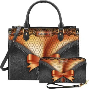Personalized Leather Handbag For Black African Women – Matching Purse and Wallet Set – Mother's Day Gifts for Melanin Woman
