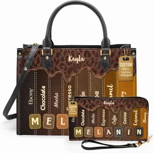 Personalized Leather Handbag For Black African Women – Matching Purse and Wallet Set – Mother's Day Gifts for Melanin Woman