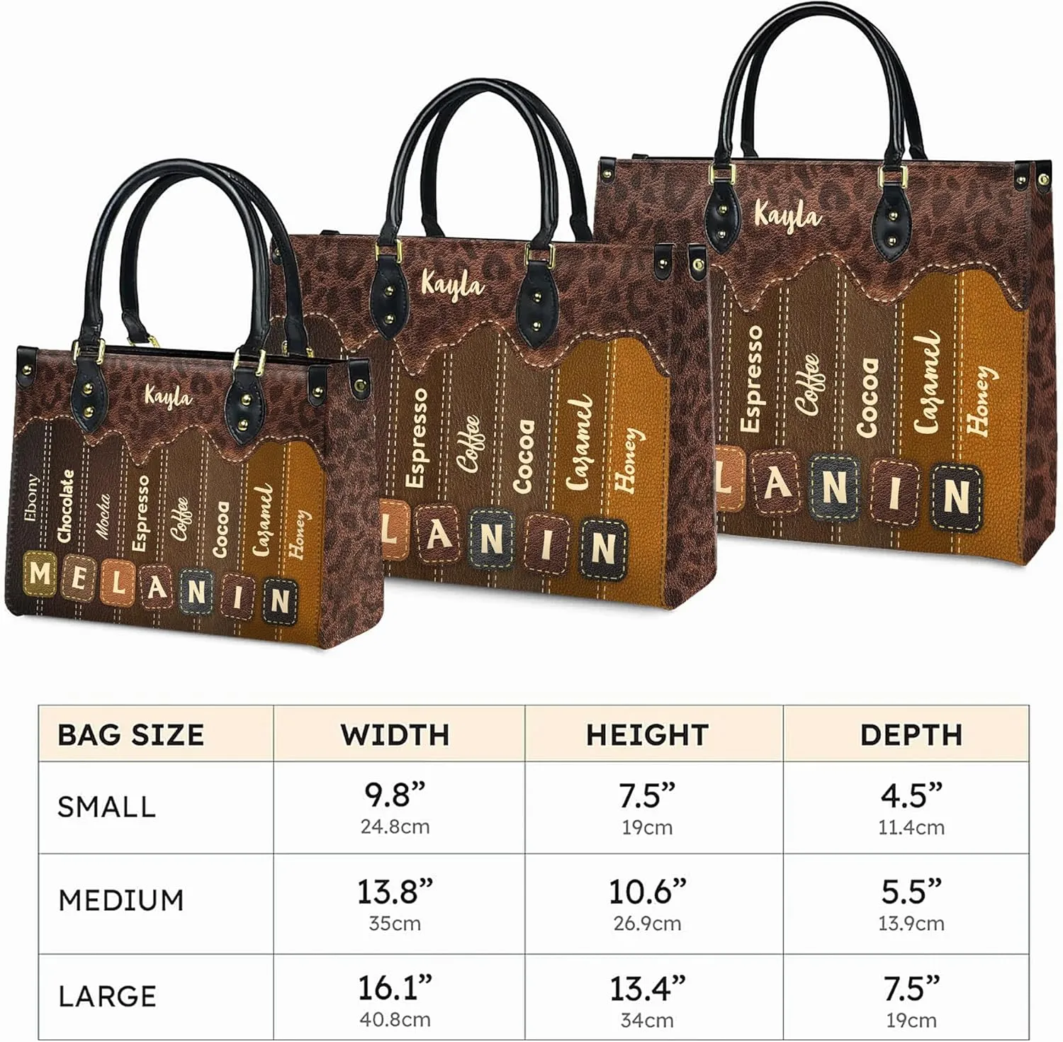 Personalized Leather Handbag For Black African Women – Matching Purse and Wallet Set – Mother's Day Gifts for Melanin Woman
