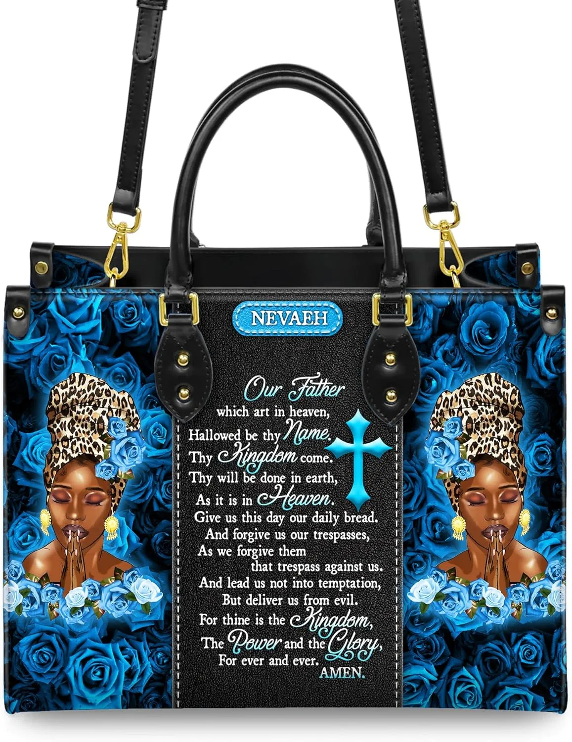 Personalized Leather Handbag For Black African Women – Matching Purse and Wallet Set – Mother's Day Gifts for Melanin Woman