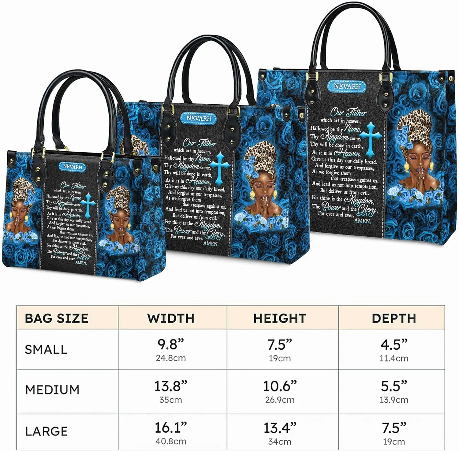 Personalized Leather Handbag For Black African Women – Matching Purse and Wallet Set – Mother's Day Gifts for Melanin Woman