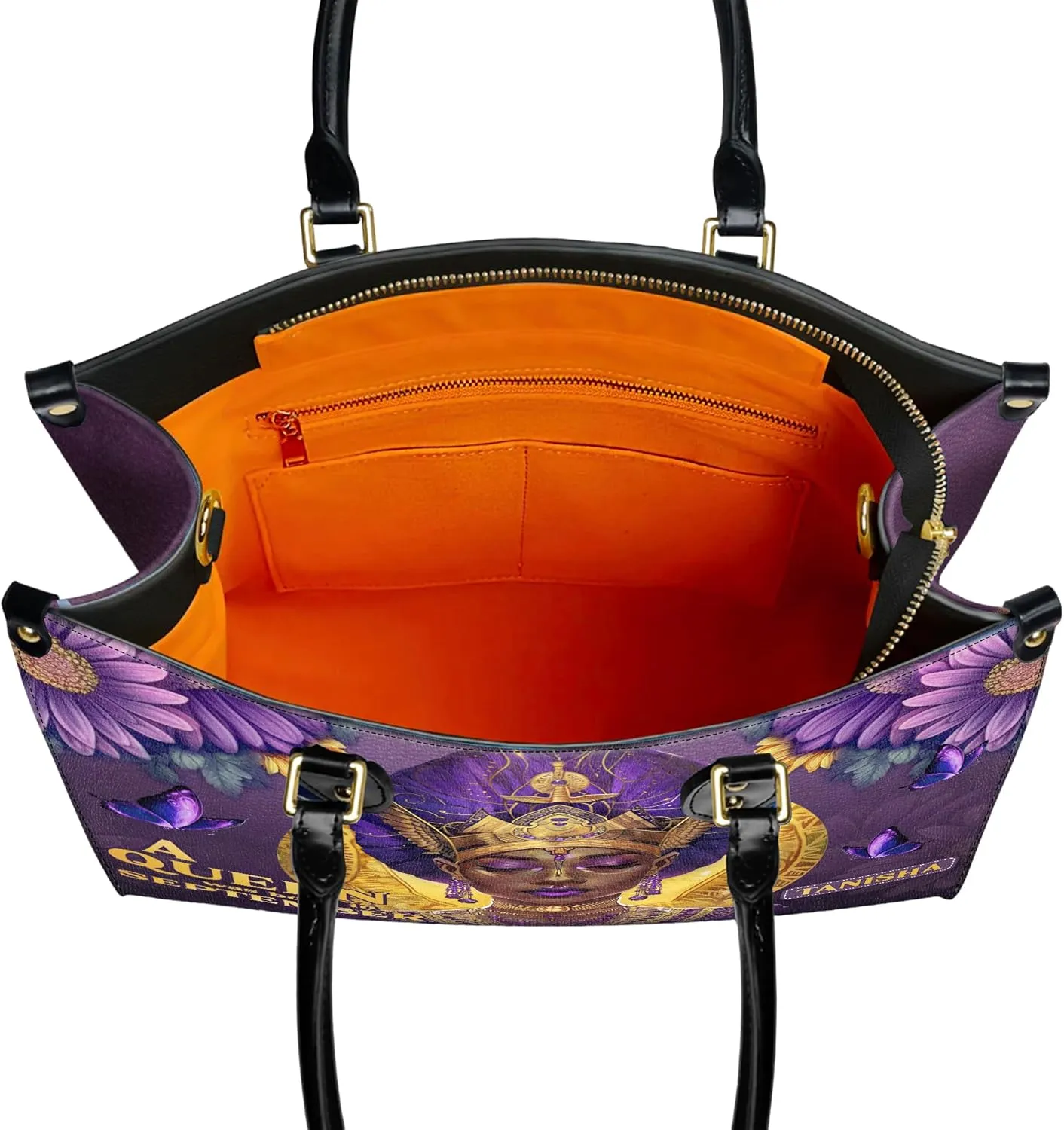 Personalized Leather Handbag with Zipper for African American Woman, Custom Purses Gift For Black Women, Mother's Day Gift