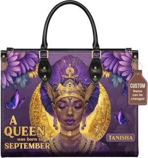 Personalized Leather Handbag with Zipper for African American Woman, Custom Purses Gift For Black Women, Mother's Day Gift
