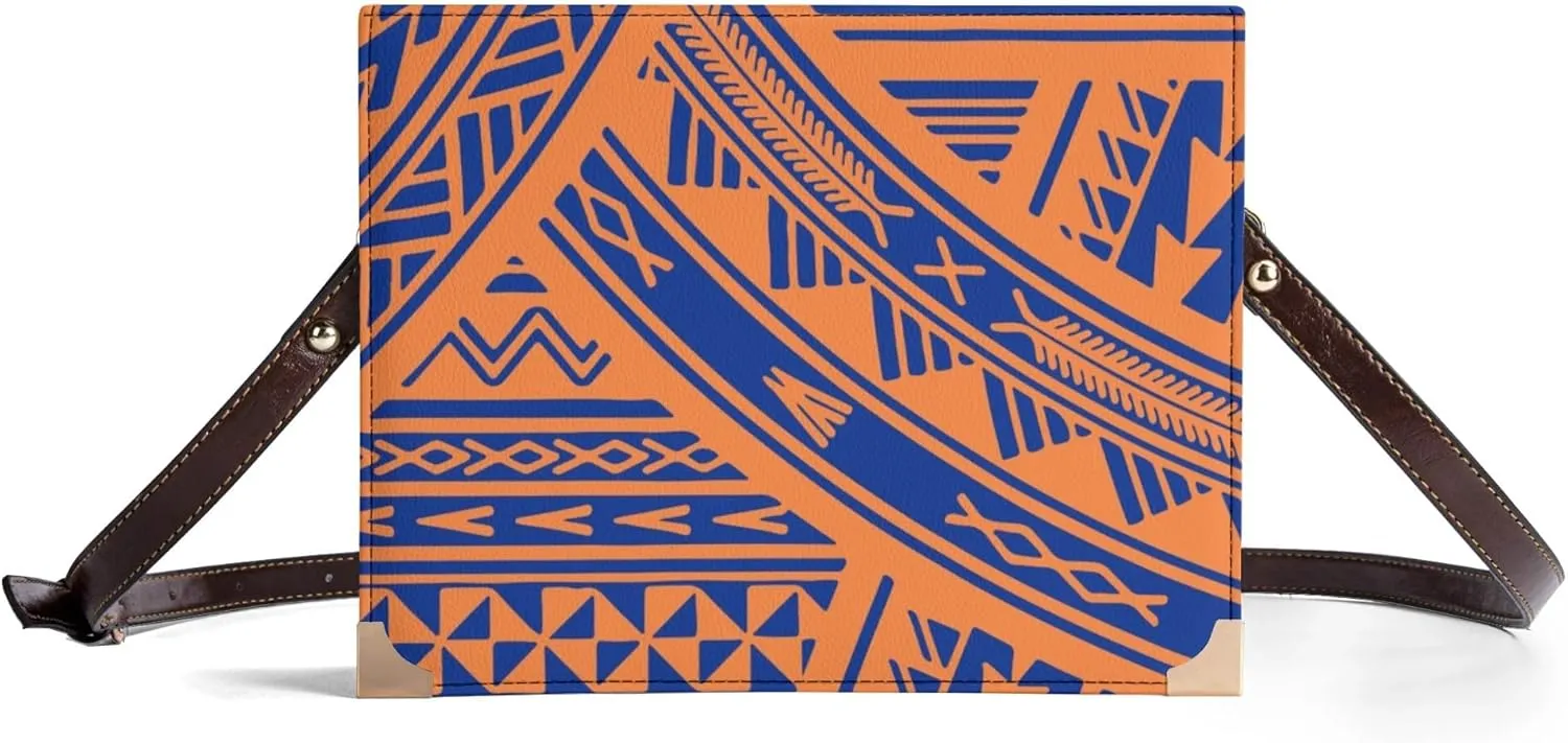 Personalized Student Square Book Crossbody Bag Polynesian Vintage Print Samoan Tribal Women'S Crossbody Bag