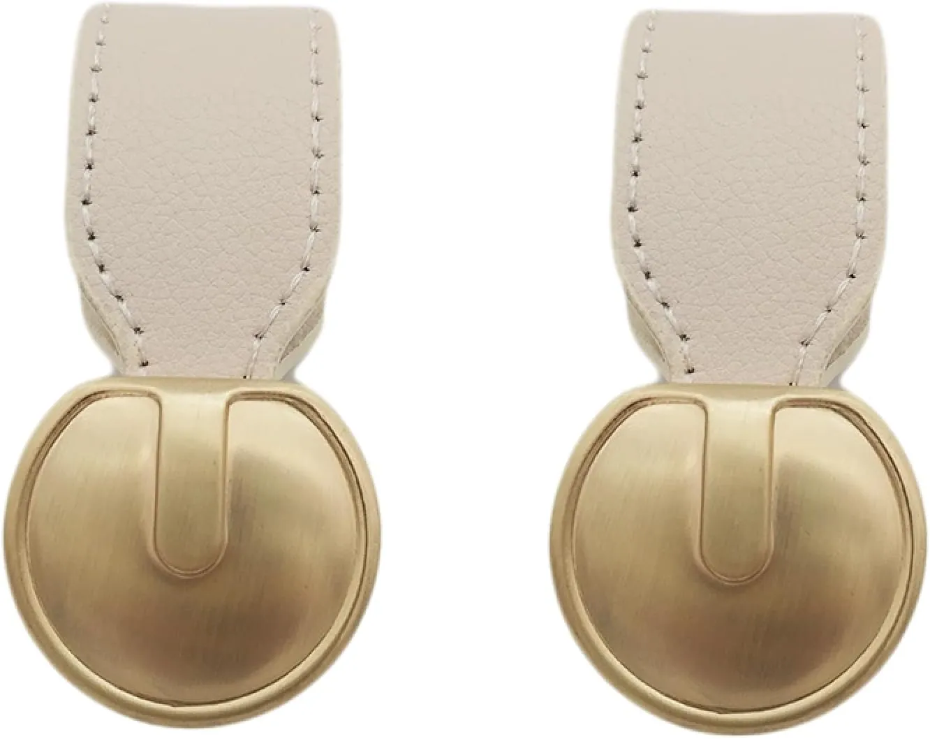 PILYON Kitchen Cupboard Door Knobs 2 Pack Leather Bag Luggage Drawer Cabinet Leather Handle Furniture Hardware Leather Handle Single Hole Handle,Beige