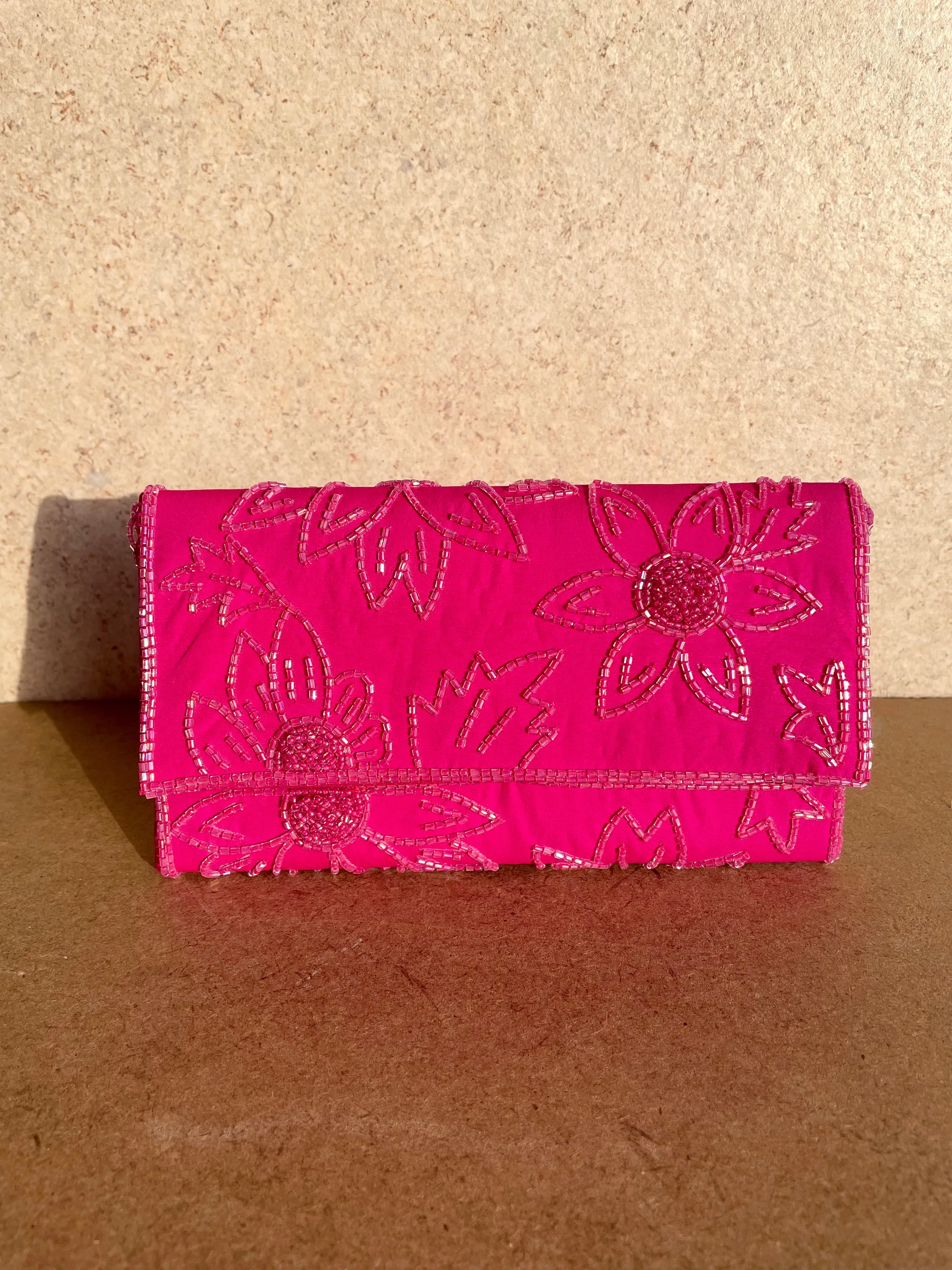 Pink Clutch with Handwork