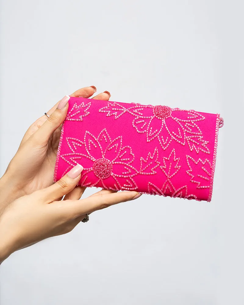 Pink Clutch with Handwork