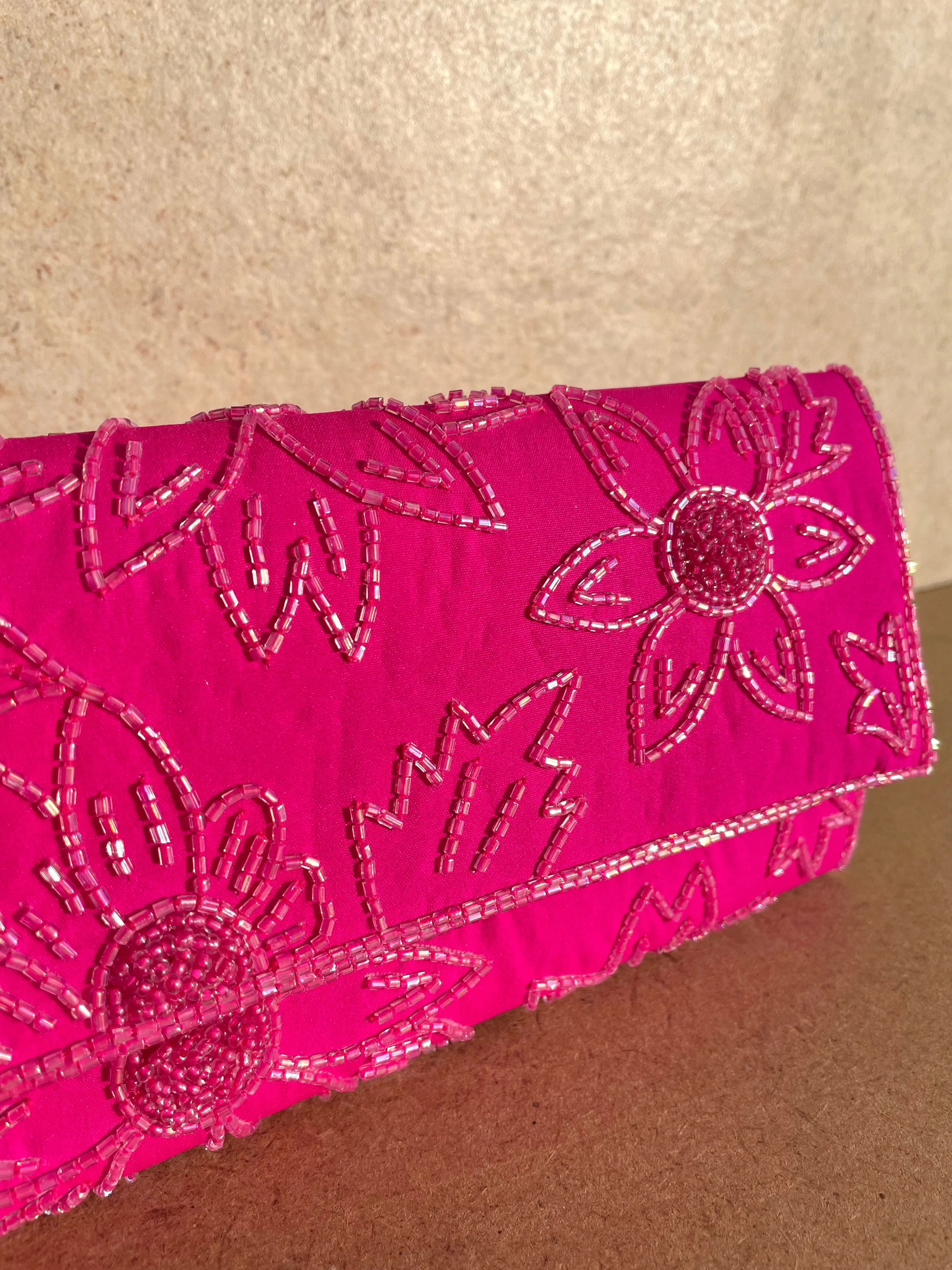 Pink Clutch with Handwork