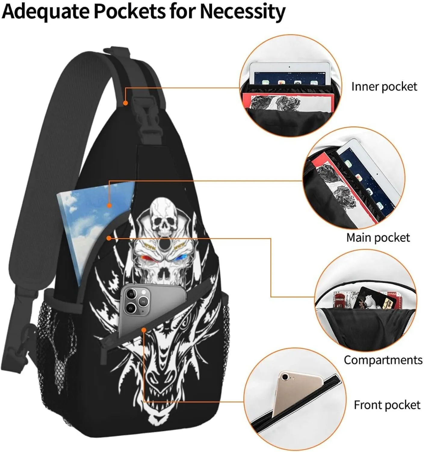 Pink Marble Sling Bag Unisex Crossbody Backpack Travel Hiking Casual Chest Bags Lightweight Fashion Chest Daypack