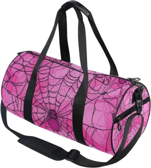 Pink Spiderweb Gym Duffle Bag Women Men Sports Fitness Bag for Travel Workout Gymnastics Dance Ballet