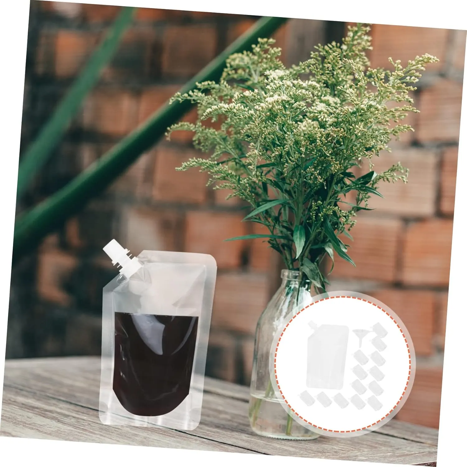Plastic Juice Drink Pouches Leakproof Cold Beverage Bags for Festivals Travel Water Containers Suction Nozzle Serving Bottles