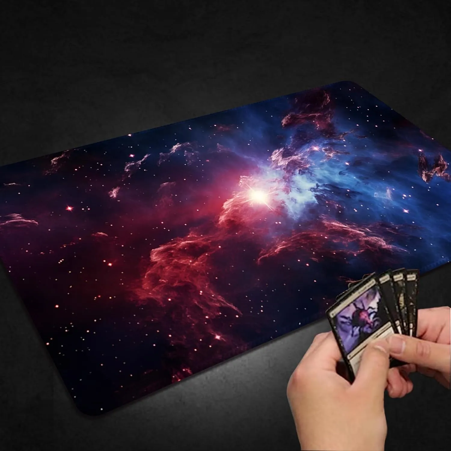 Playmat for MTG, with Free Storage Bags,Game Mat 24 x 14 inches, TCG and Board Game Mat for Cards,Mousepad Desk Mats (Magic Starry Sky-Regular)
