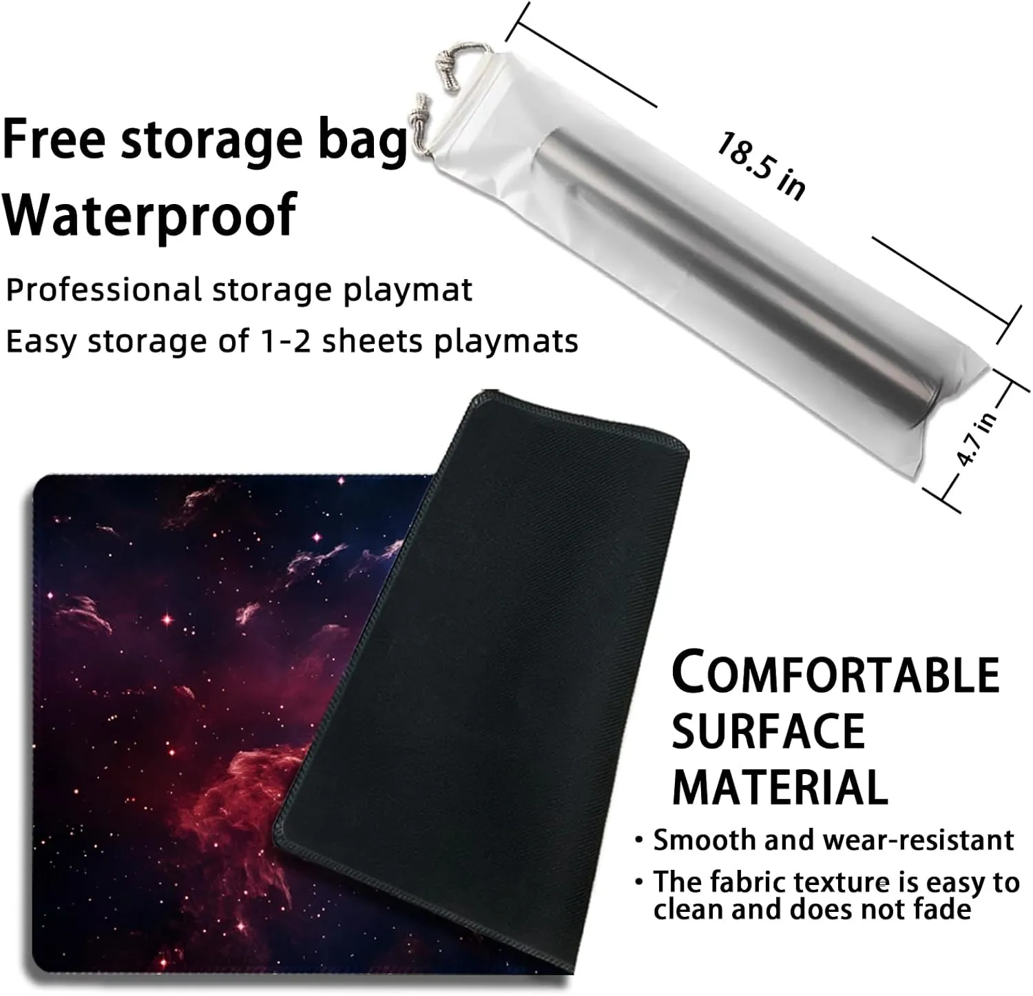 Playmat for MTG, with Free Storage Bags,Game Mat 24 x 14 inches, TCG and Board Game Mat for Cards,Mousepad Desk Mats (Magic Starry Sky-Regular)