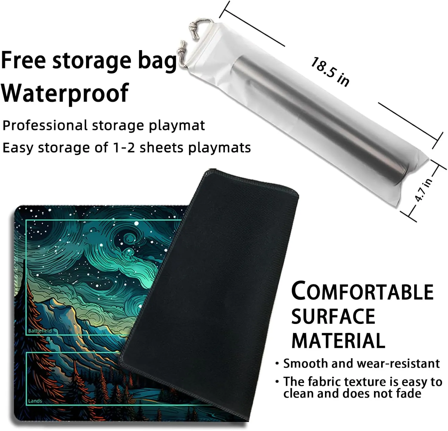 Playmat for MTG, with Free Storage Bags,Game Mat 24 x 14 inches, TCG and Board Game Mat for Cards,Mousepad Desk Mats (with Zones,Magic Mat 1)
