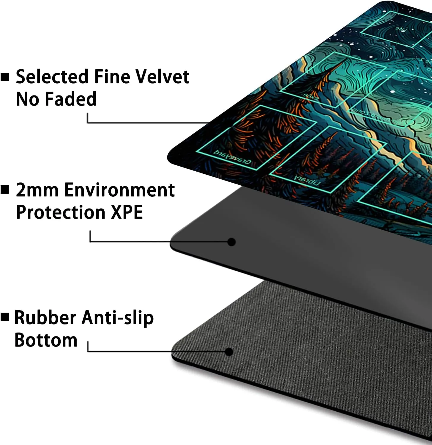 Playmat for MTG, with Free Storage Bags,Game Mat 24 x 14 inches, TCG and Board Game Mat for Cards,Mousepad Desk Mats (with Zones,Magic Mat 1)