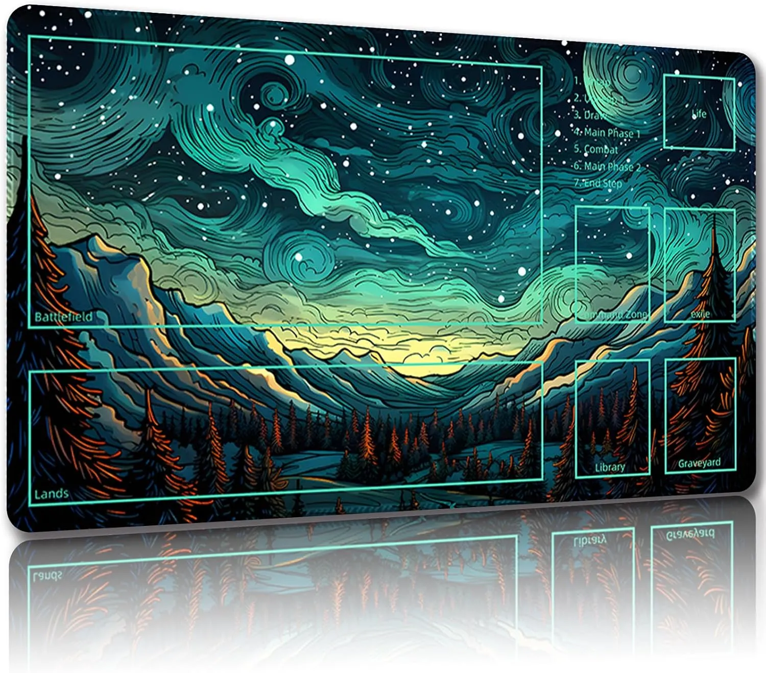 Playmat for MTG, with Free Storage Bags,Game Mat 24 x 14 inches, TCG and Board Game Mat for Cards,Mousepad Desk Mats (with Zones,Magic Mat 1)