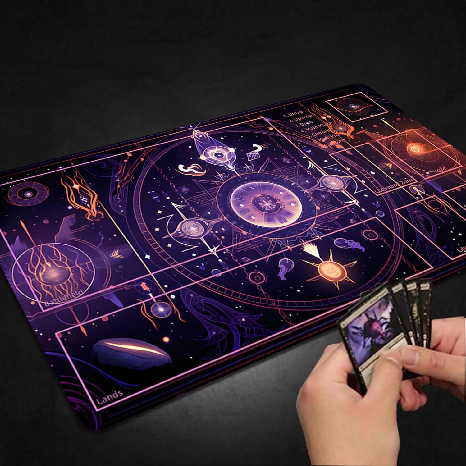 Playmat for MTG, with Free Storage Bags,Game Mat 24 x 14 inches, TCG and Board Game Mat for Cards,Mousepad Desk Mats (with Zones,Magic Mat 22)