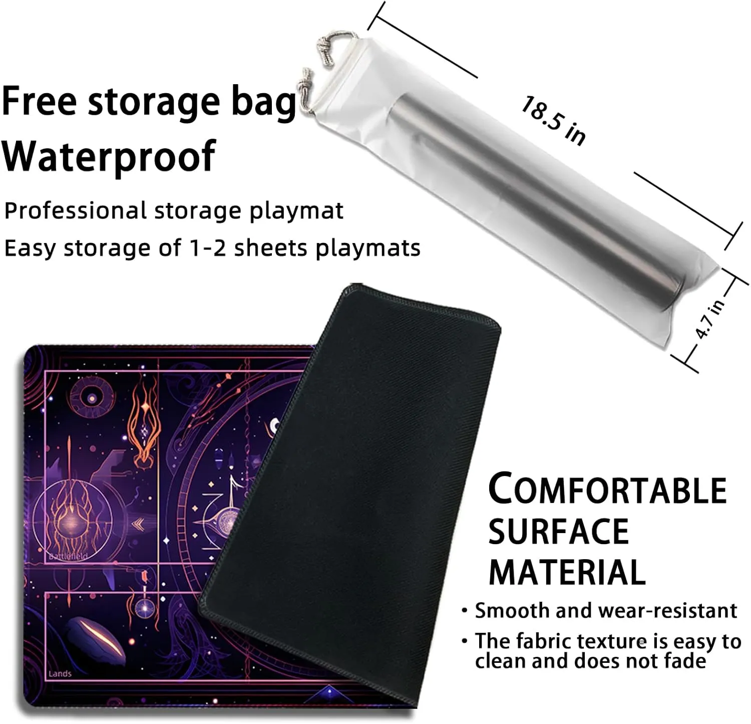 Playmat for MTG, with Free Storage Bags,Game Mat 24 x 14 inches, TCG and Board Game Mat for Cards,Mousepad Desk Mats (with Zones,Magic Mat 22)