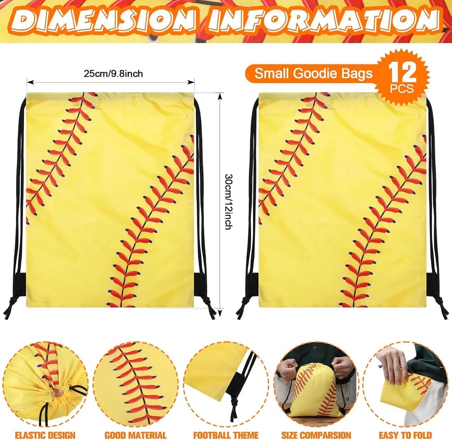 Poen 48 Pcs Softball Party Favors Include 12 Drawstring Backpack 12 Mini Softball 12 Keychain 12 Wax Thread Braided Bracelet Inspirational Team Gift