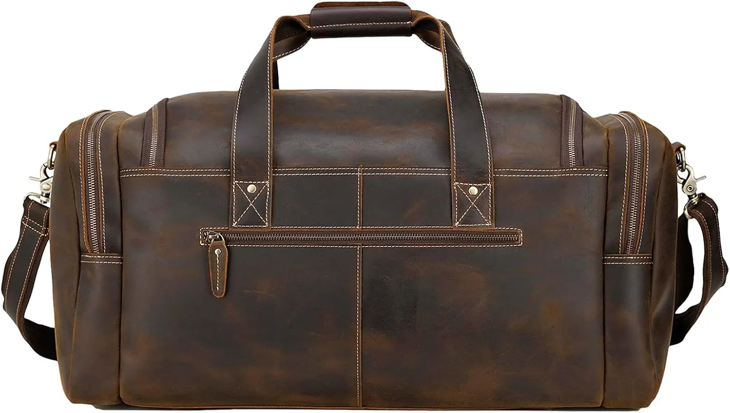 Polare 26" Full Grain Cowhide Leather Gym Duffle Weekender Overnight Travel Duffel Bag For Men 62L