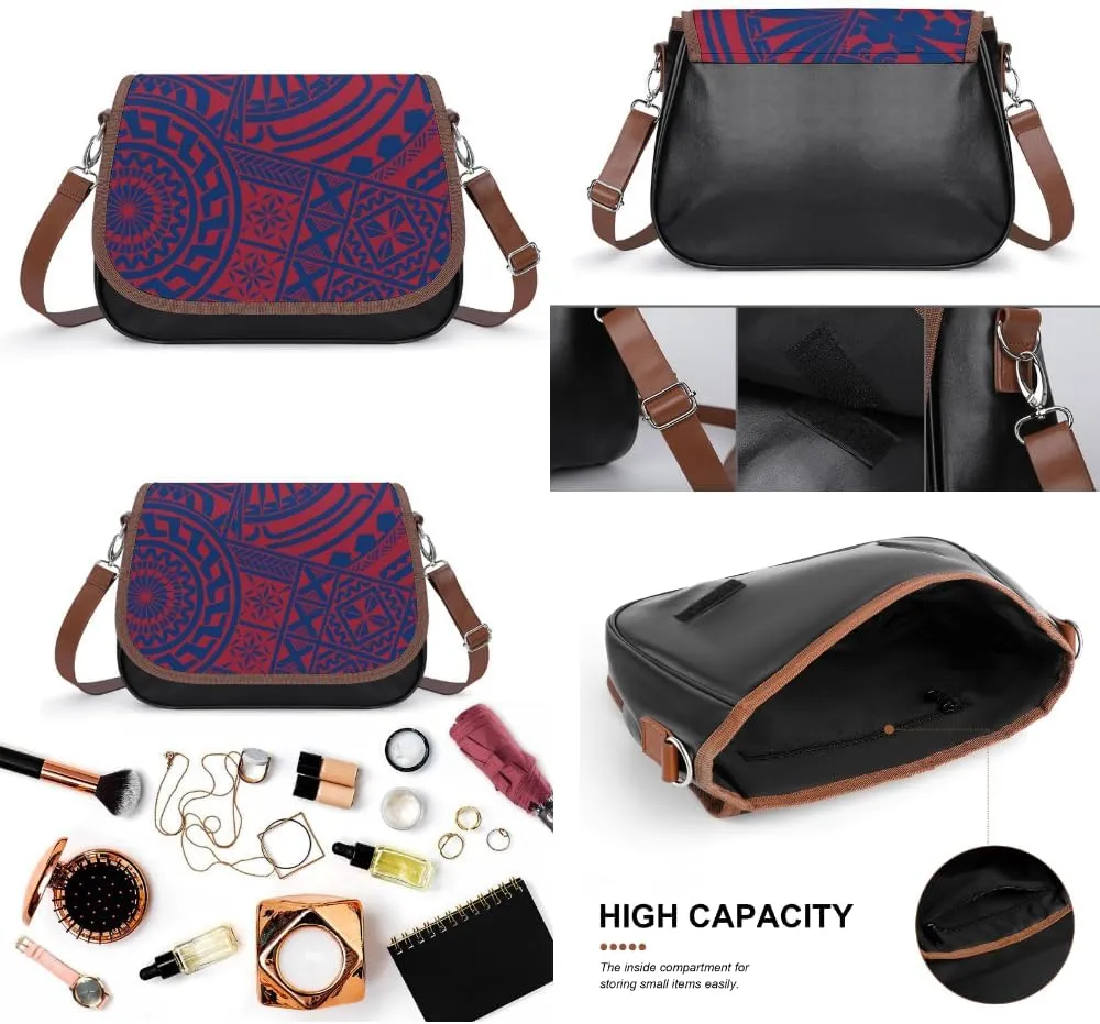 Polynesian Retro Tribal Pattern Design Women'S Crossbody Bag, Artistic Leather Bag, Teenage Girl Bag 2025