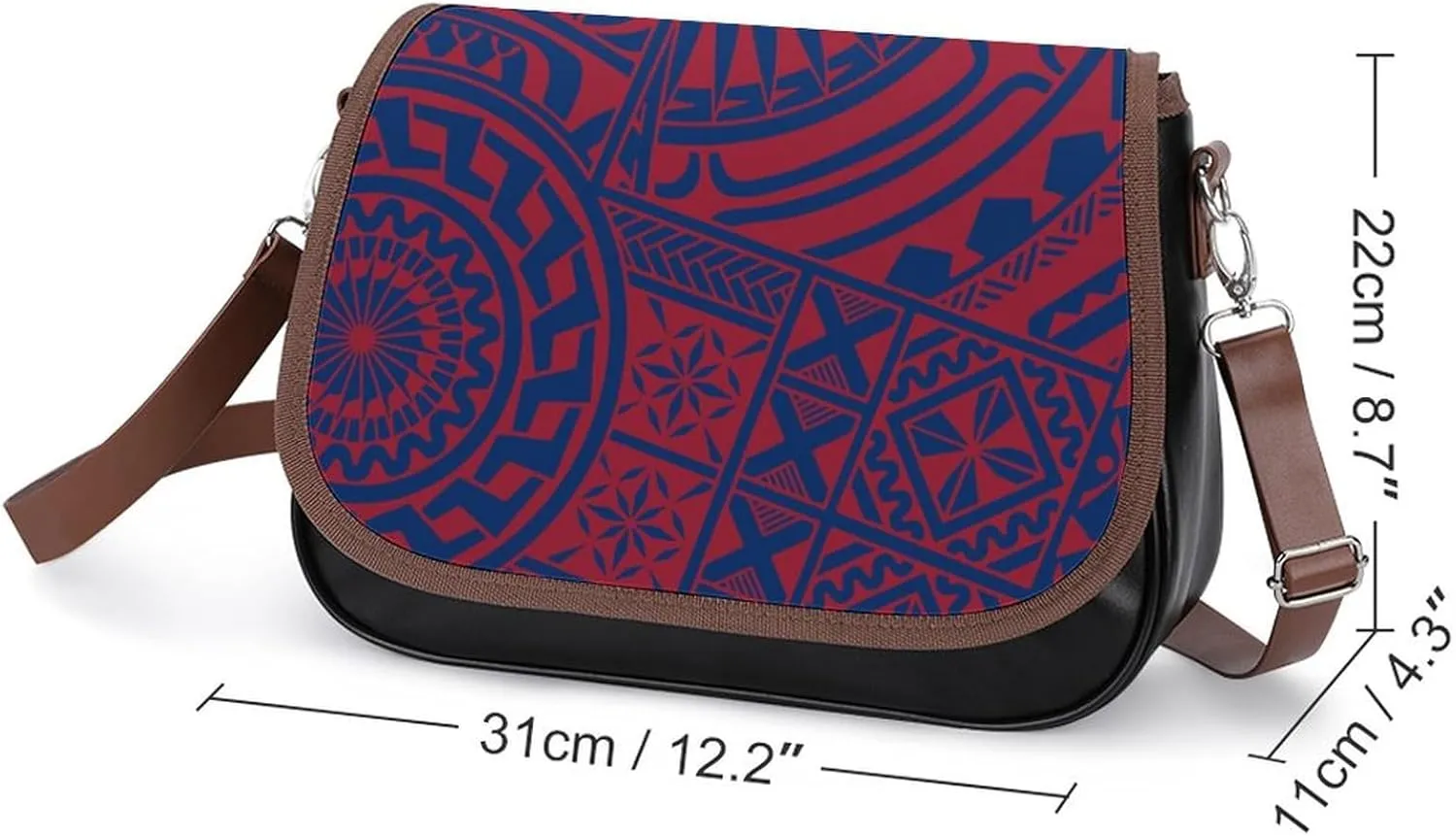 Polynesian Retro Tribal Pattern Design Women'S Crossbody Bag, Artistic Leather Bag, Teenage Girl Bag 2025