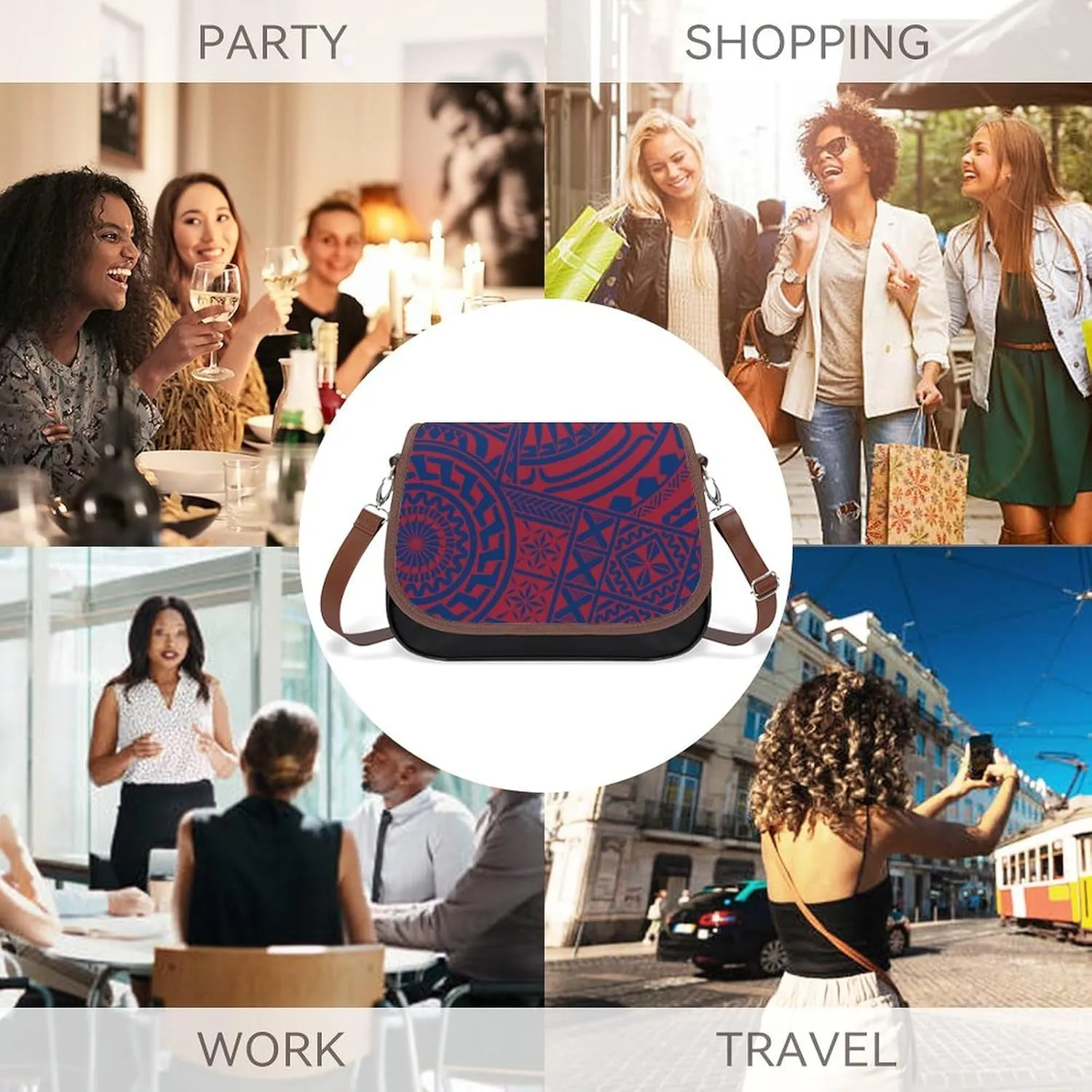 Polynesian Retro Tribal Pattern Design Women'S Crossbody Bag, Artistic Leather Bag, Teenage Girl Bag 2025