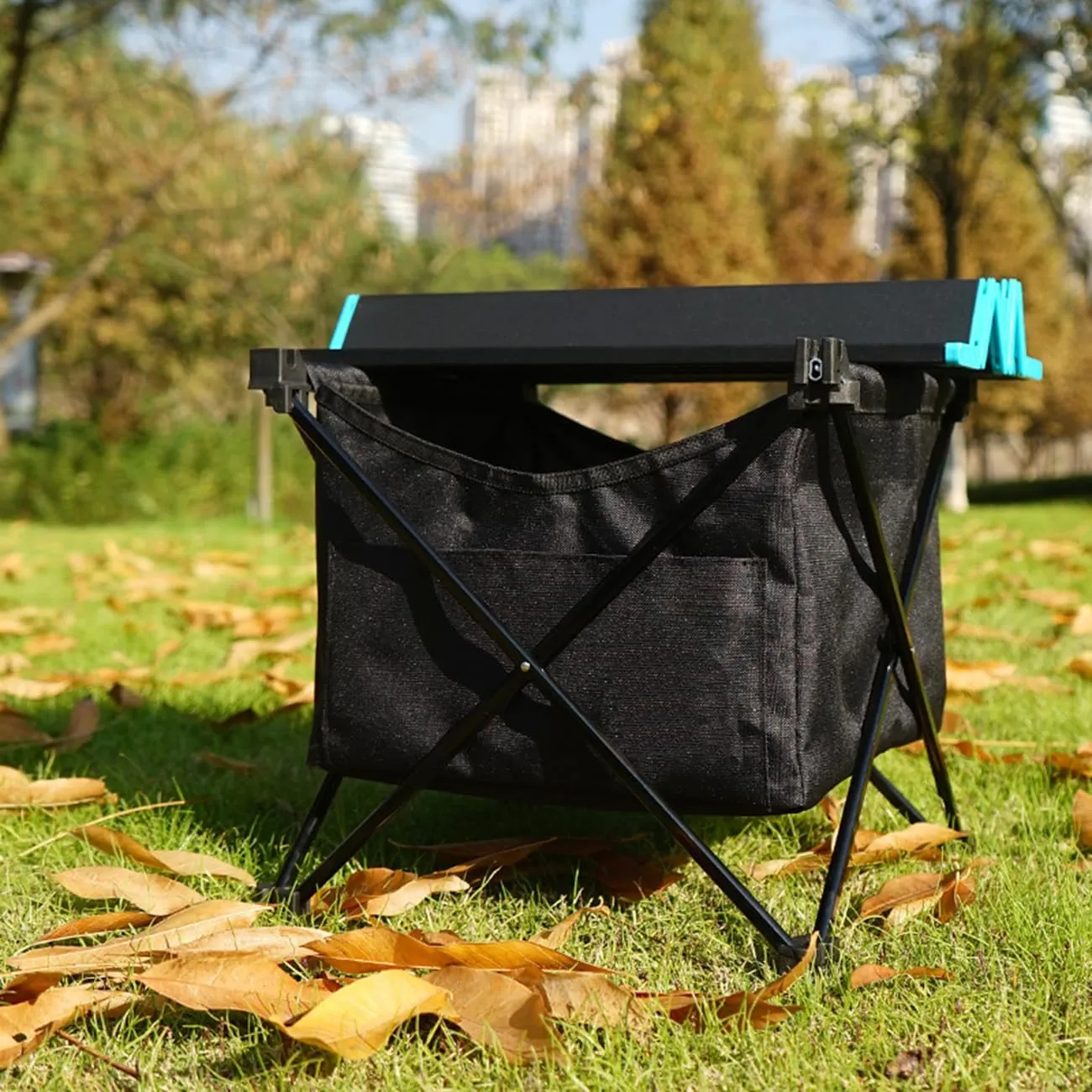 Portable Camping Table Ultralight Small Aluminum Camp Table with Storage Bag Folding Beach Table for Camping Hiking Backpacking Outdoor Picnic,Black,L