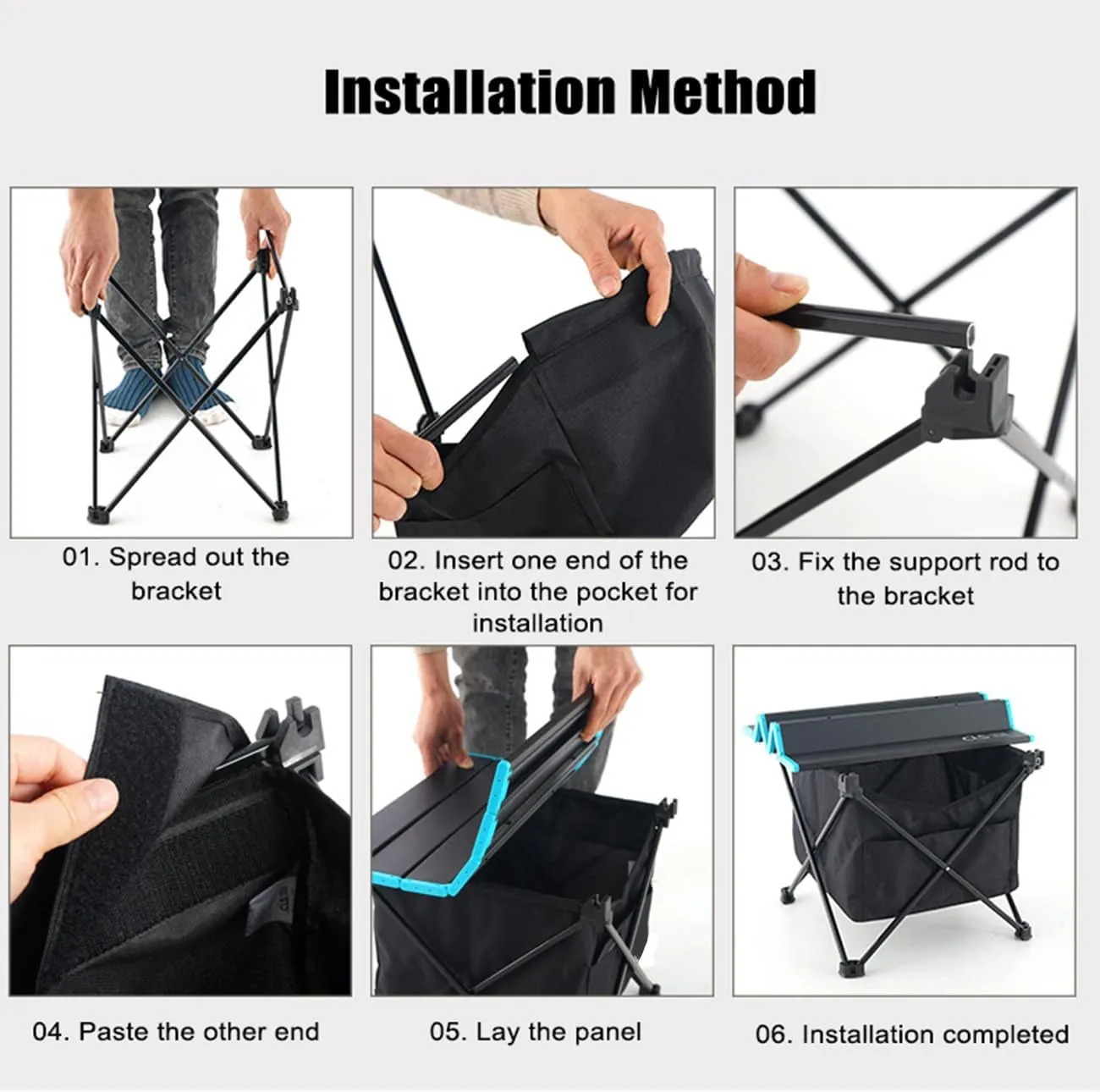 Portable Camping Table Ultralight Small Aluminum Camp Table with Storage Bag Folding Beach Table for Camping Hiking Backpacking Outdoor Picnic,Black,L