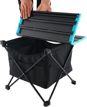 Portable Camping Table Ultralight Small Aluminum Camp Table with Storage Bag Folding Beach Table for Camping Hiking Backpacking Outdoor Picnic,Black,L