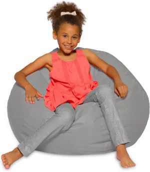 Posh Beanbags Big Comfy Bean Bag Chair: Posh Large Beanbag Chairs with Removable Cover for Kids, Teens and Adults - Polyester Cloth Puff Sack Lounger Furniture for All Ages - 27 Inch - Solid Gray