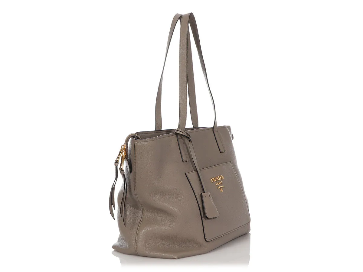 Prada Gray Zip Top Tote
