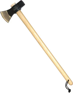 Prandi Axes Merlin C45 Forged Carbon Steel Splitting Maul - Hickory Handle with Leather String - Ideal for Firewood, Splitting, and Chopping - S/N 3.014.25.TH - 35" L x 8" W, 2500g Head, No Sheath