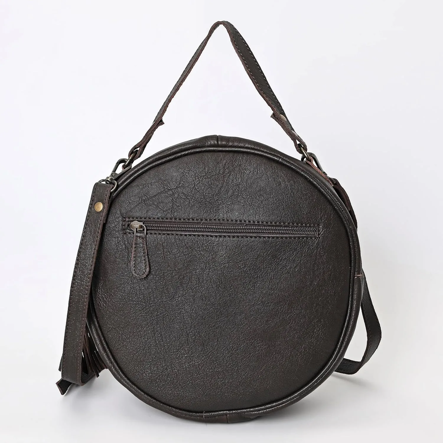 Premium Handtooled Leather Round Western Crossbody Bag Purses For Women