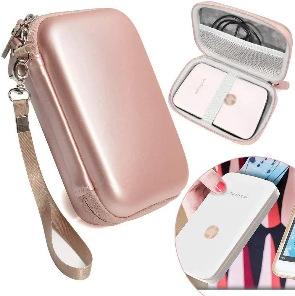Protective Case for HP Sprocket Select, Sprocket Plus Instant Photo Printer, Kodak Mini 2 / Mini Shot Portable Mobile Printer Camera Protective Pouch Box, Rose Gold