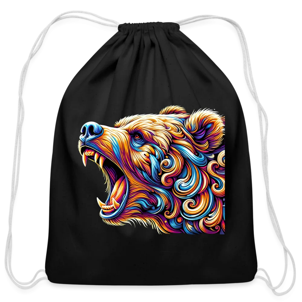 Psychedelic Bear - Cotton Drawstring Bag