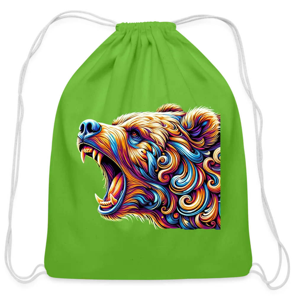 Psychedelic Bear - Cotton Drawstring Bag