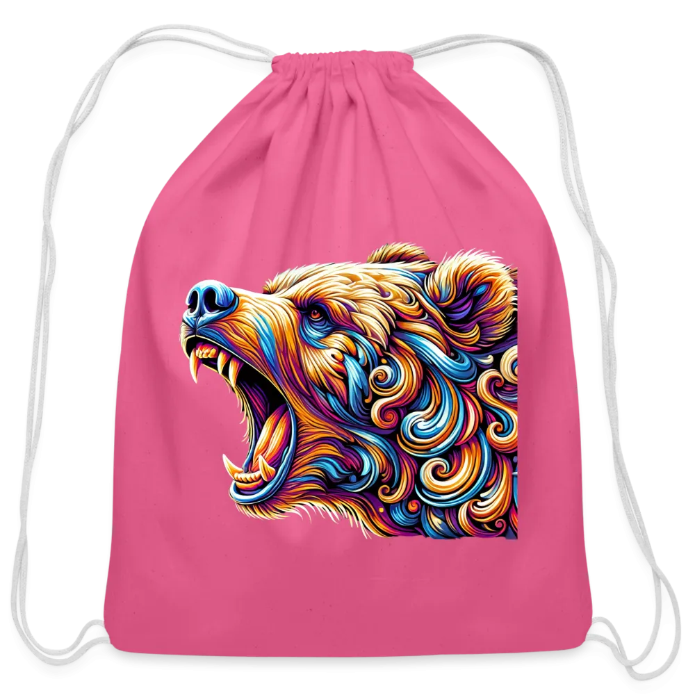 Psychedelic Bear - Cotton Drawstring Bag