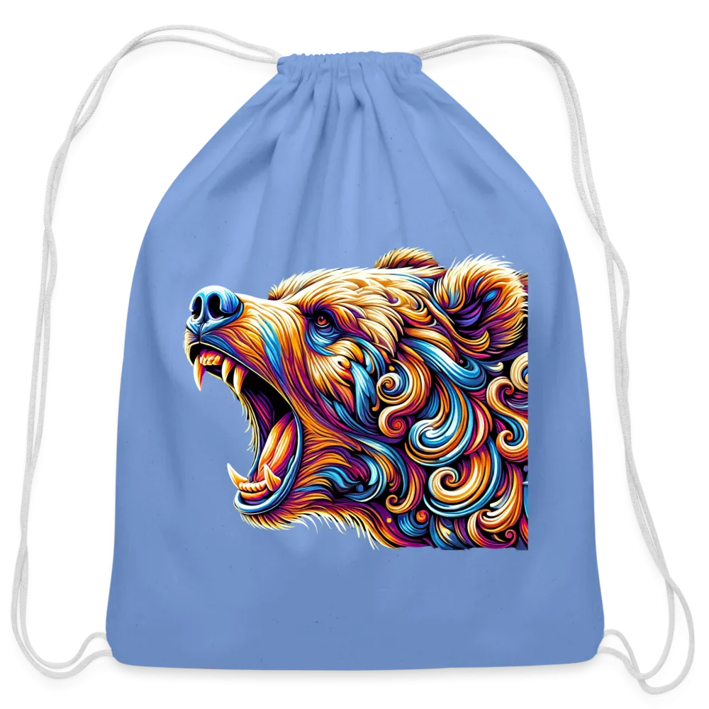 Psychedelic Bear - Cotton Drawstring Bag
