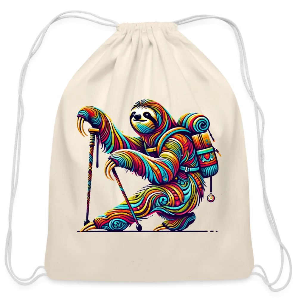 Psychedelic Sloth - Cotton Drawstring Bag