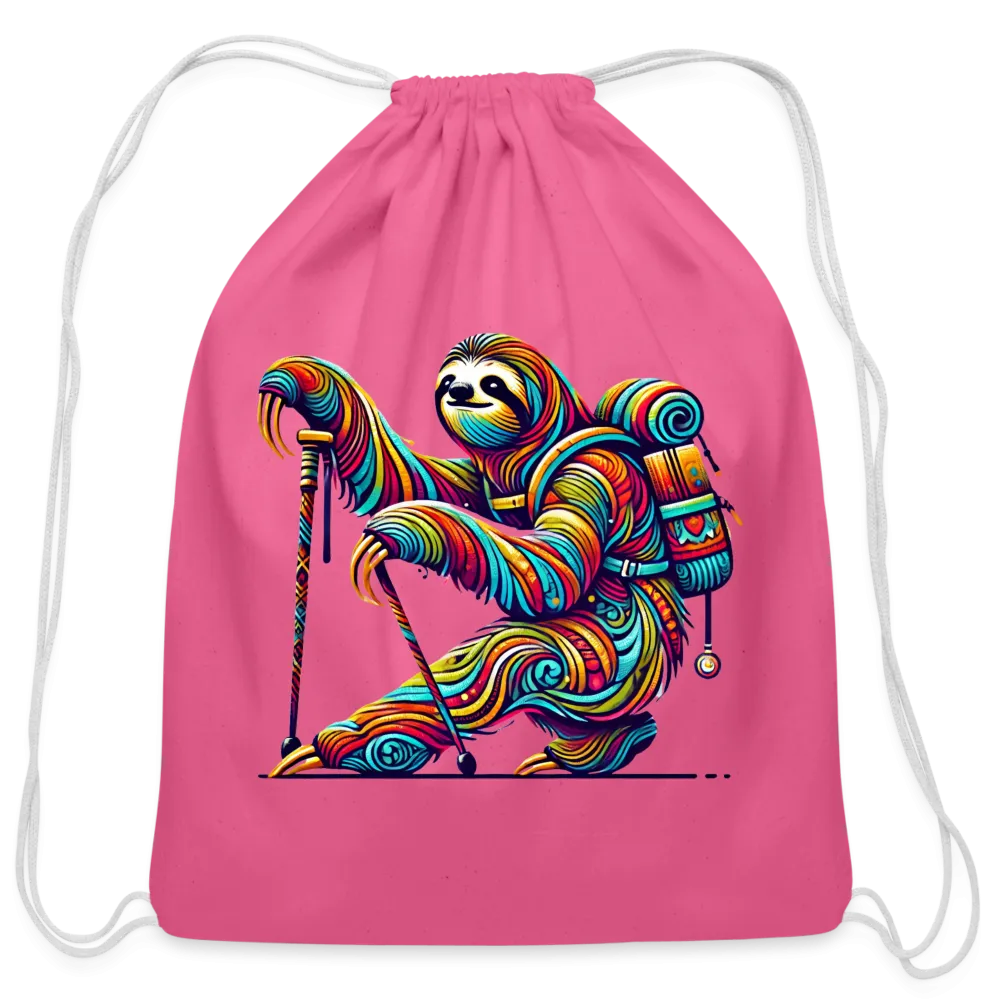 Psychedelic Sloth - Cotton Drawstring Bag