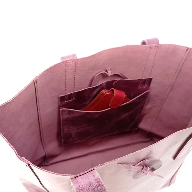 Purple Women's Leather Tote