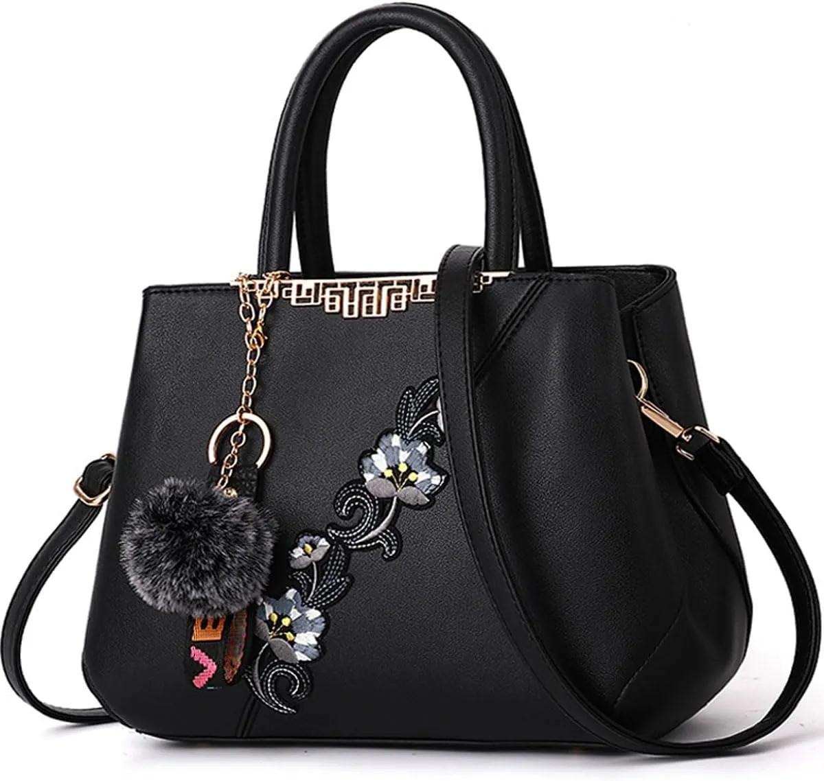 Purse and Handbag for Women Embroidery Top Handle Satchel Fashion Ladies Shoulder Bag Leather Tote Purse Messenger Bag