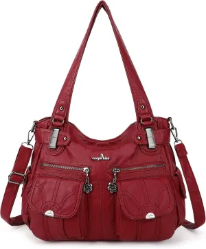 Purses and Handbags Women Tote Shoulder Top Handle Satchel Hobo Bags Fashion Washed Leather Purse