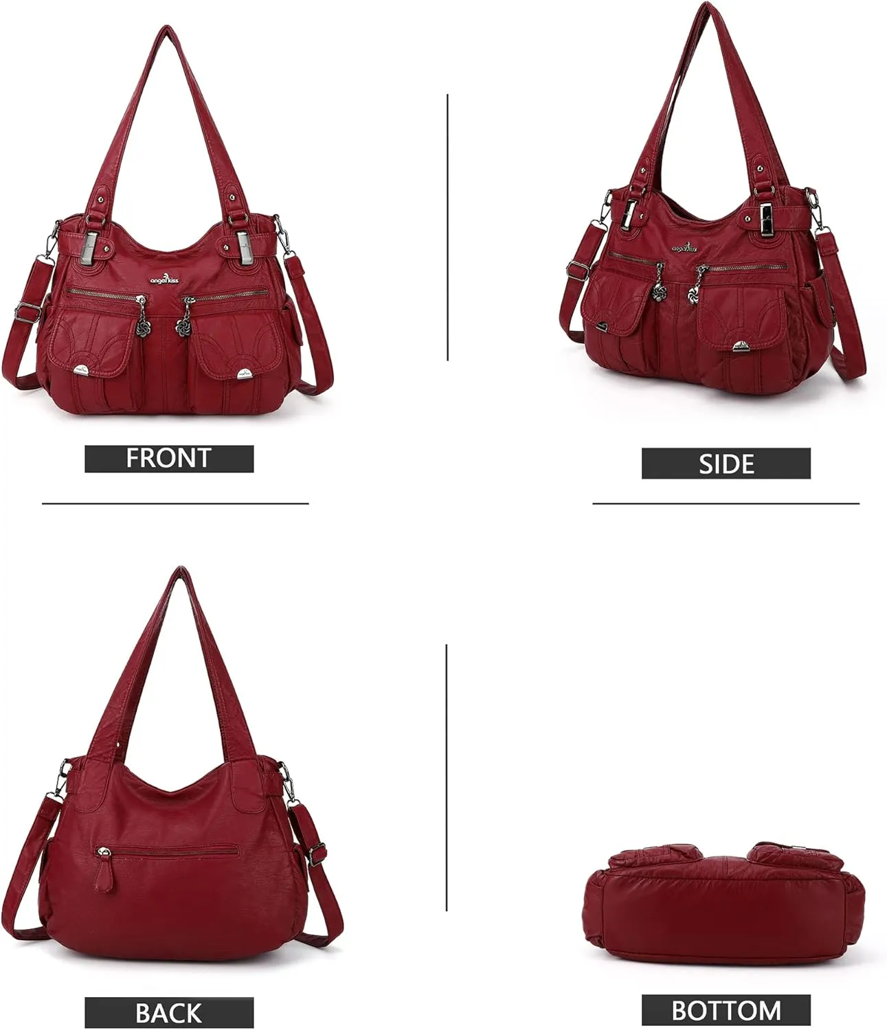 Purses and Handbags Women Tote Shoulder Top Handle Satchel Hobo Bags Fashion Washed Leather Purse