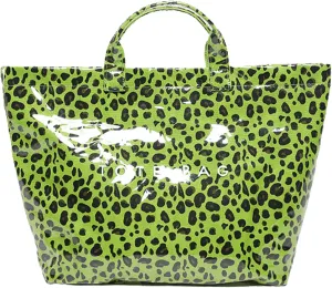 PVC Tote Bag,Leopard Print Bag Women's Letter Print Handbag Large Work Top-handle Handbag Carry All Plastic Totes