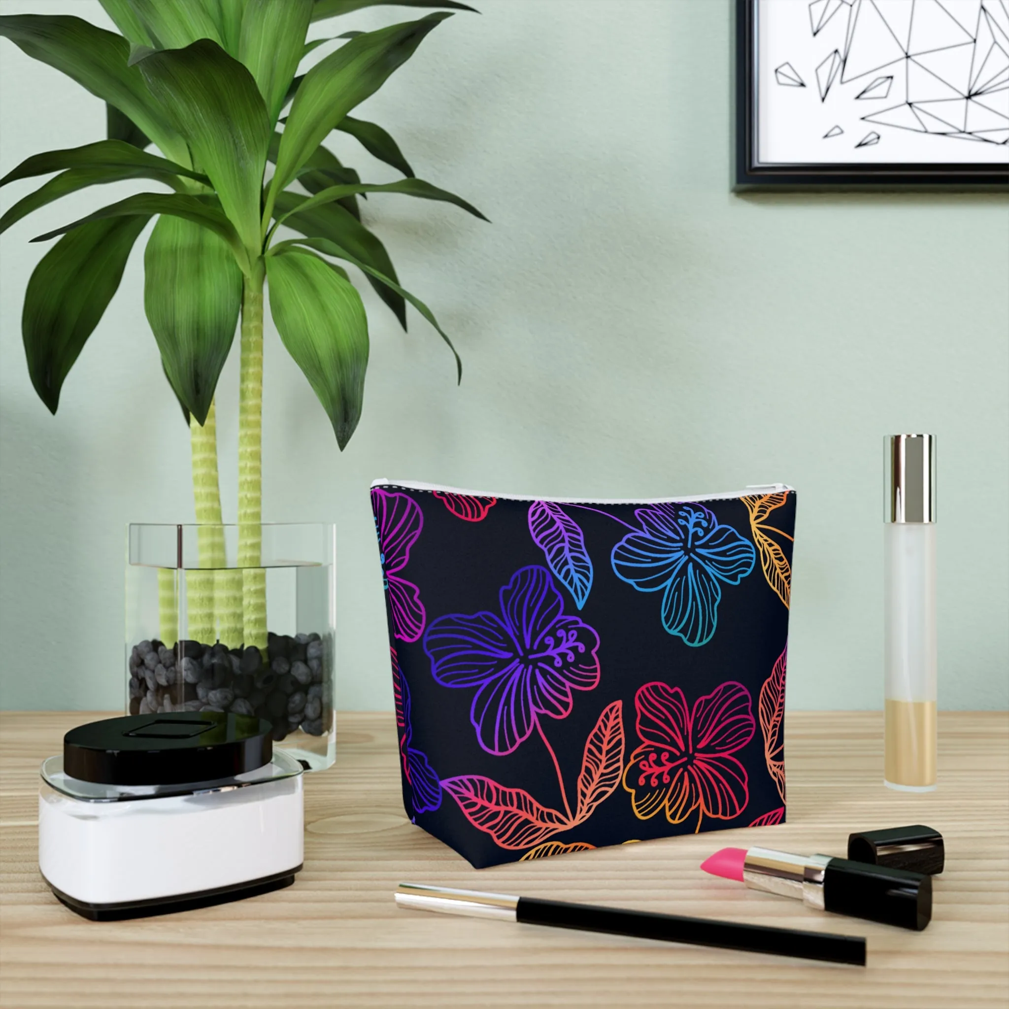 Rainbow Hibiscus Cosmetic Bag
