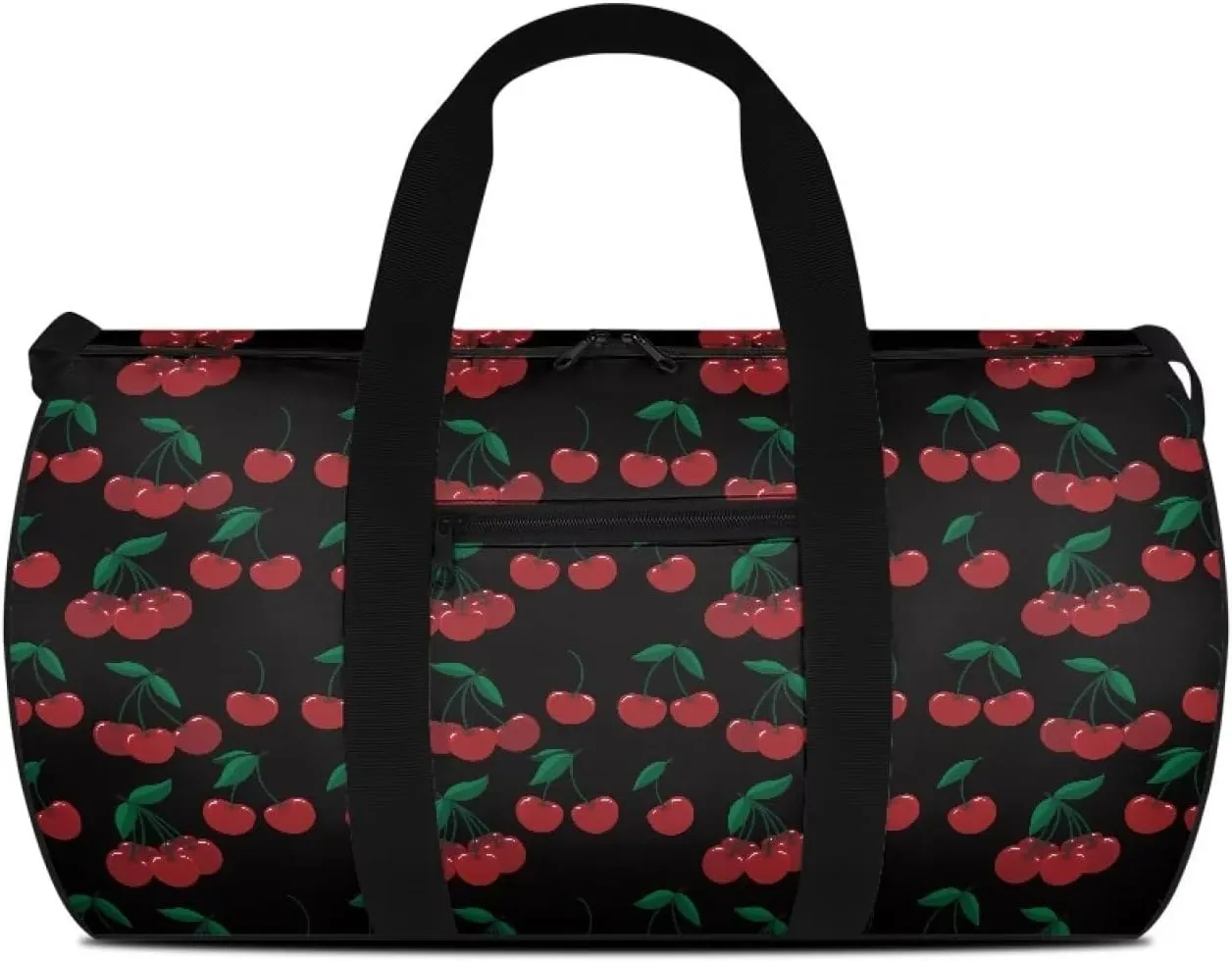 Rchsmod Black Cherry Print Duffel Bag for Women Gym Bag Waterproof Weekender Bag with Adjustable Shoulder Strap Lightweight Sports Gym Bag with Inner Pocket for Basketball Baseball Soccer